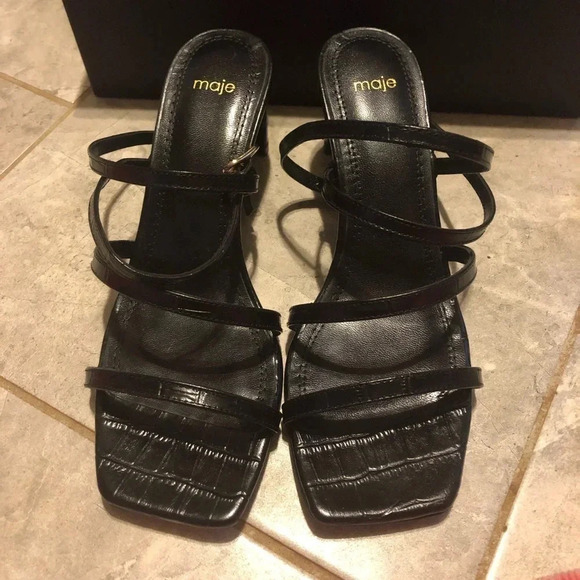 Maje Farrie Croc-Effect leather sandals Size 7 - Picture 9 of 15